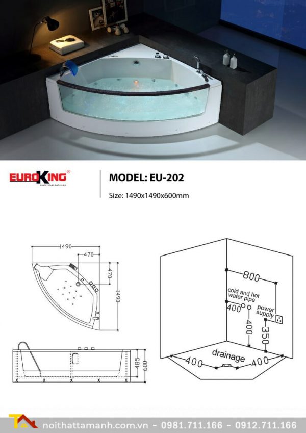 Bồn tắm massage Euroking EU-202