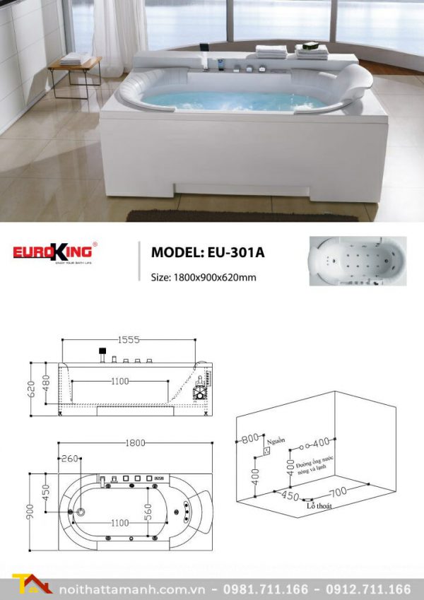 Bồn tắm massage Euroking EU-301B