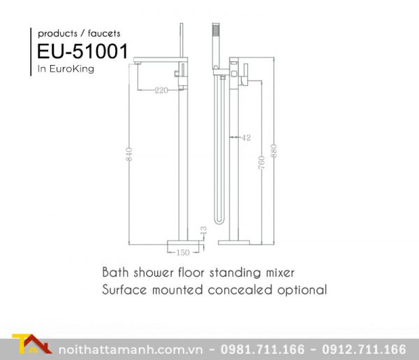 Sen tắm bồn đặt sàn Euroking EU- 510010-2