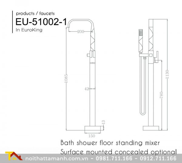 Sen tắm bồn đặt sàn Euroking EU-51002-1