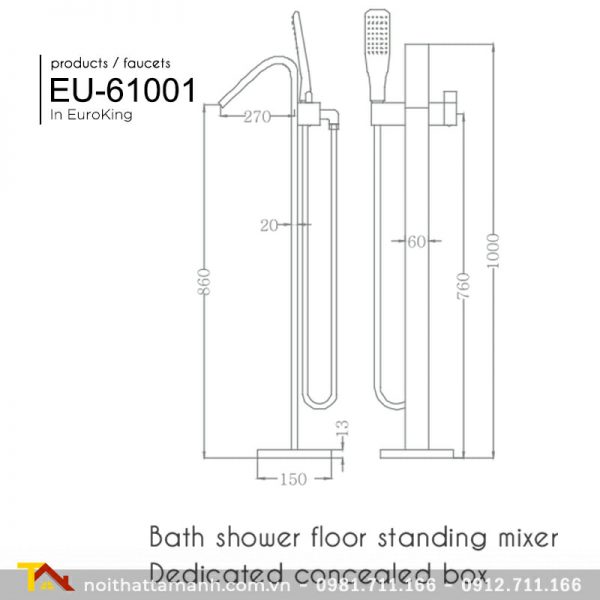 Sen tắm bồn đặt sàn Euroking EU- 61001-1A