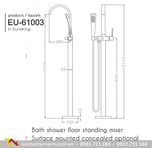 Sen tắm bồn đặt sàn Euroking EU-61003