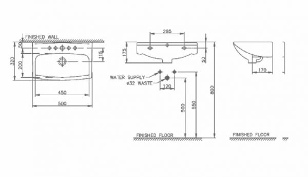 Chậu rửa mặt Lavabo treo tường Nahm GOSAU SVW2200505XN01