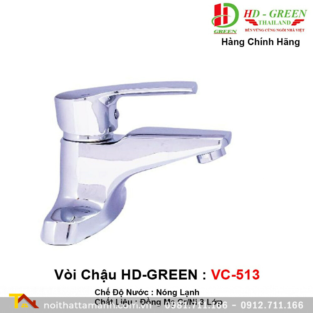 Vòi chậu Rửa mặt Lavabo HD GREEN VC-513
