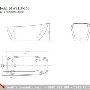 Bồn tắm Mowoen MW8118-170 đặt sàn