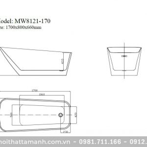 Bồn tắm Mowoen MW8121-170 đặt sàn