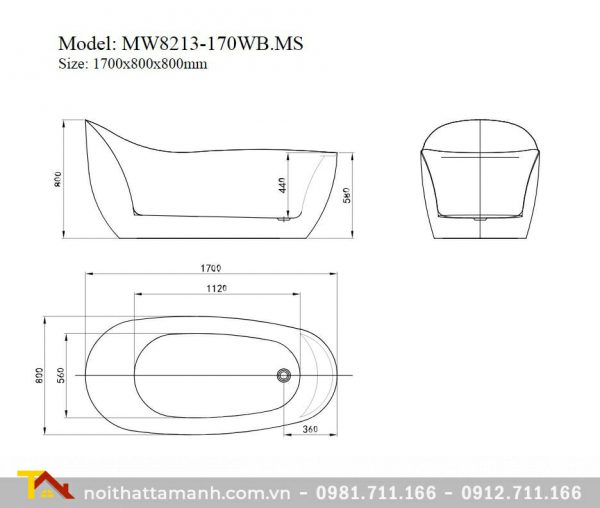 Bồn tắm Mowoen MW8213-170.MS