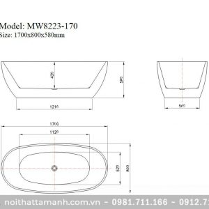 Bồn tắm Mowoen MW8223-170 đặt sàn
