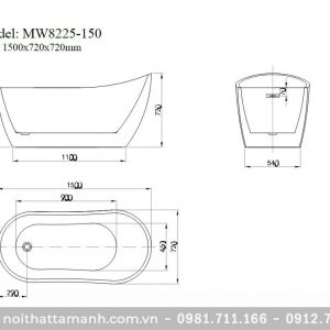Bồn tắm Mowoen MW8225-150 đặt sàn