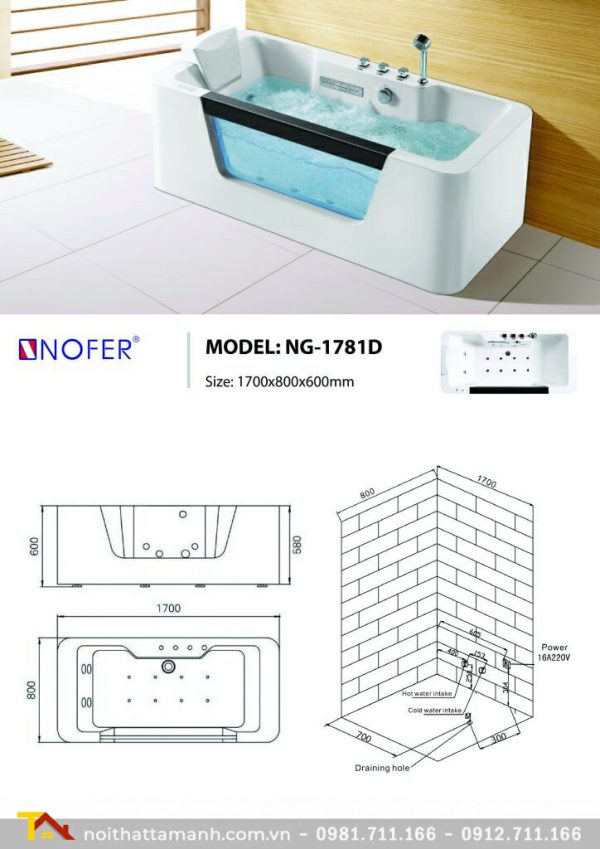 Bồn tắm Massage Nofer NG-1781D