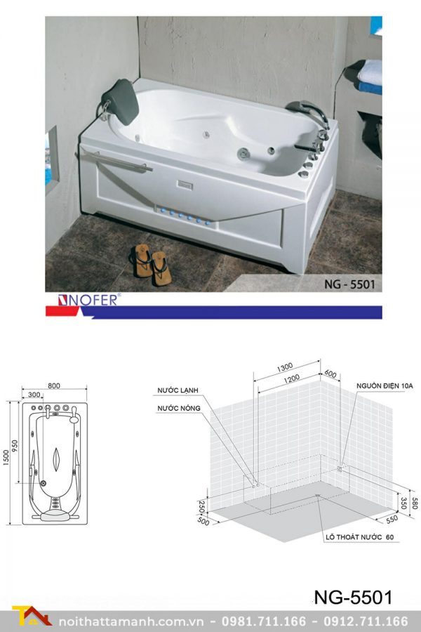 Bồn tắm Massage Nofer NG-5501R 