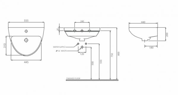 Chậu rửa mặt Lavabo treo tường Nahm NOI SVW20205510N01