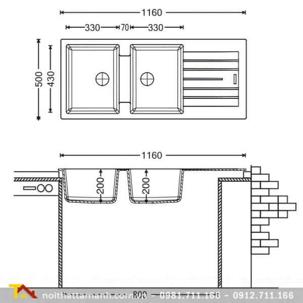 Bồn rửa bát PONA TOE1-D200 (trắng tiêu)