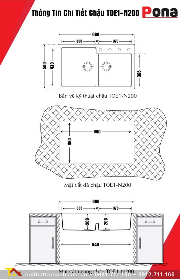 Bồn rửa bát PONA TOE1-N200