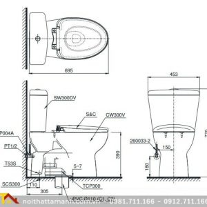 Bồn cầu TOTO hai khối CS300DRT3Bồn cầu TOTO hai khối CS300DRT3