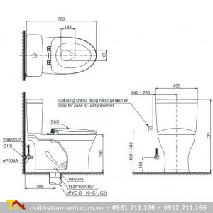 Bồn cầu TOTO hai khối CS735DT2