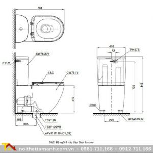 Bồn cầu TOTO hai khối CS761DE5