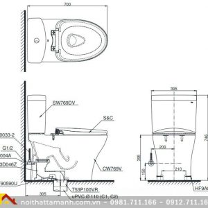 Bồn cầu TOTO hai khối CS769DRE2