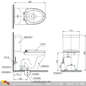 Bồn cầu TOTO hai khối CS818DE2