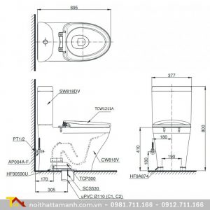 Bồn cầu TOTO hai khối CS818DE4