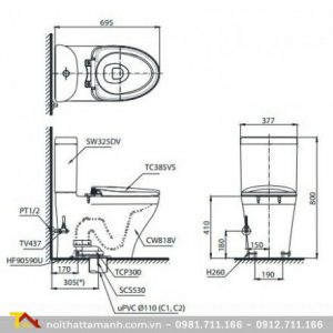 Bồn cầu TOTO hai khối CS818DT3