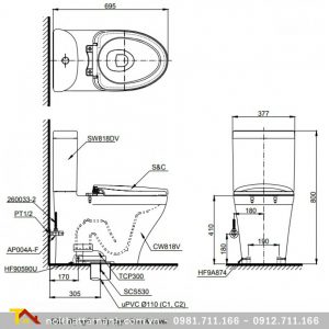 Bồn cầu TOTO hai khối CS818DT8