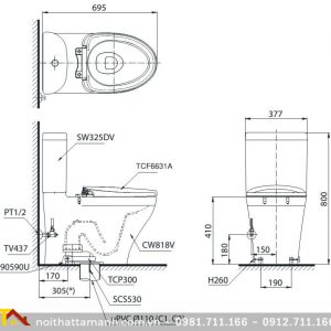 Bồn cầu TOTO hai khối nắp điện tử CS818DW7