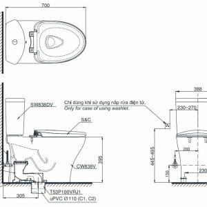 Bồn cầu TOTO hai khối CS838DE4