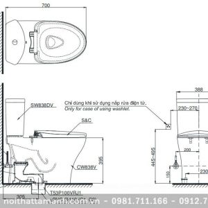 Bồn cầu TOTO hai khối CS838DT3