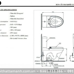 Bồn cầu TOTO hai khối CS945DNE4