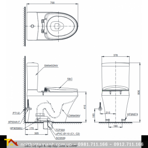 Bồn cầu TOTO hai khối CS945DNT8