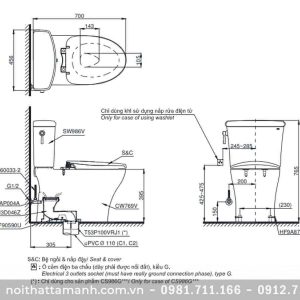 Bồn cầu TOTO hai khối CS986GE2