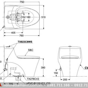 Bồn cầu TOTO một khối CW823RAE4