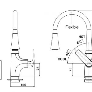 Vòi bếp nóng lạnh Amy AM 3006R