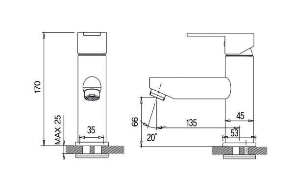 Vòi lavabo nóng lạnh Amy AM 1001