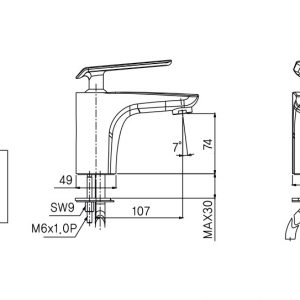 Vòi lavabo nóng lạnh Amy AM 1001N