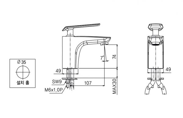 Vòi lavabo nóng lạnh Amy AM 1001N