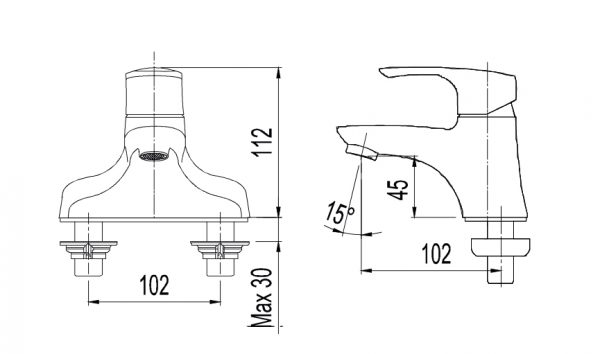 Vòi lavabo nóng lạnh Amy AM 6002