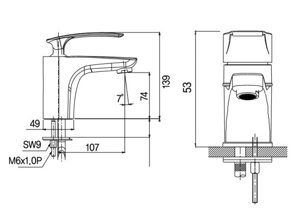 Vòi lavabo nóng lạnh Amy AM 8001