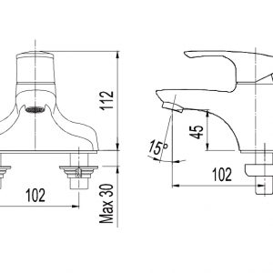 Vòi lavabo nóng lạnh Amy AM 8002