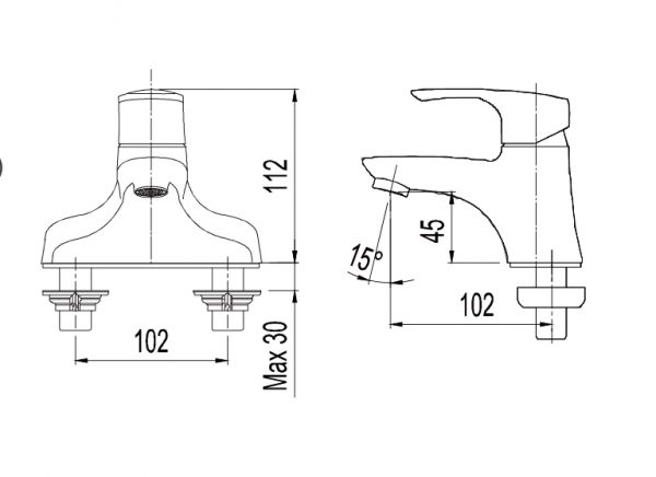 Vòi lavabo nóng lạnh Amy AM 8002