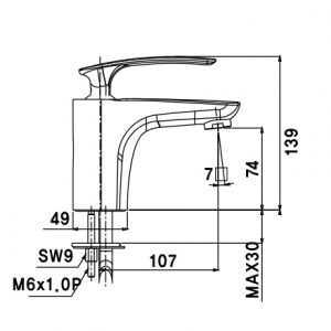 Vòi lavabo nóng lạnh Amy AM 9001