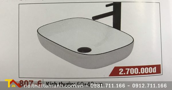 Chậu lavabo sứ nghệ thuật Gia Mỹ 807-6