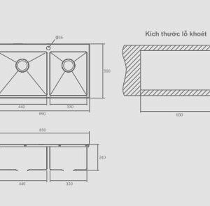 Chậu rửa bát 2 hố Mirolin MT 820-1B1D