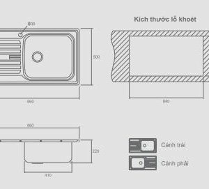 Chậu rửa bát 1 hố Mirolin MT860-1B1D