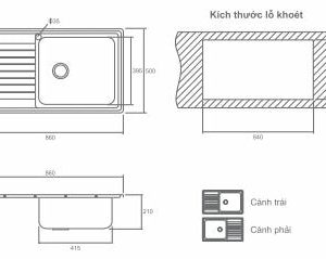 Chậu rửa bát 1 hố Mirolin MT 860S-1B1D