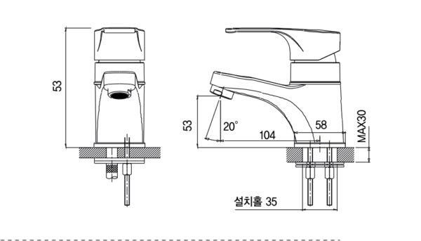 Vòi lavabo nóng lạnh Amy AM 6001 - Ảnh 2