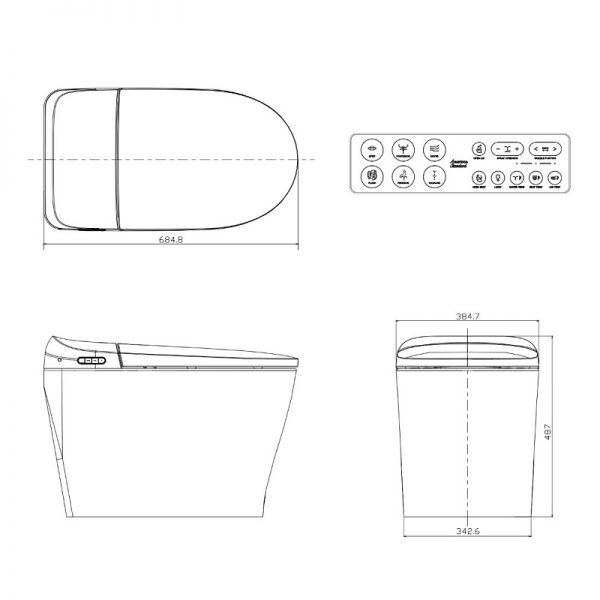 Bản Vẽ Bồn Cầu American Standard WP-70DY e-Lite