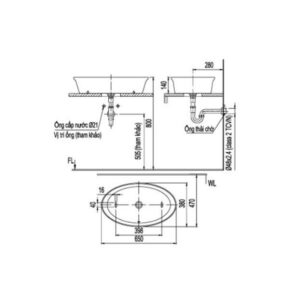 Bản vẽ Chậu rửa mặt Inax AL-300V