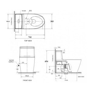 Bản vẽ bồn cầu điện tử American Standard VF-1808PL